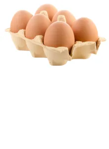 Six eggs in a carton